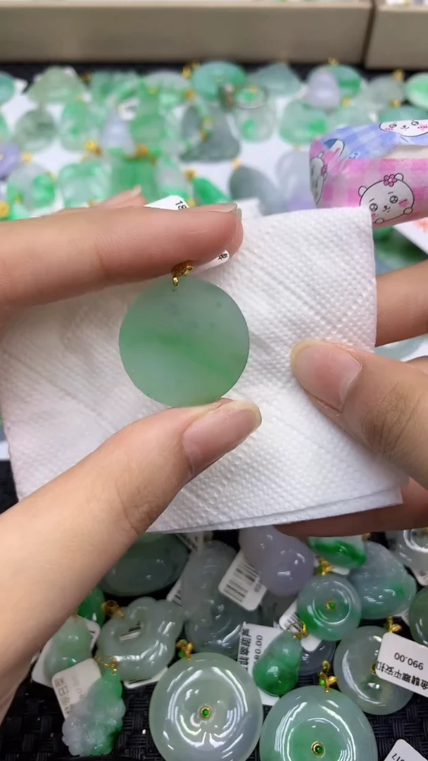 颈饰18K金镶嵌翡翠天然缅甸A货翡翠