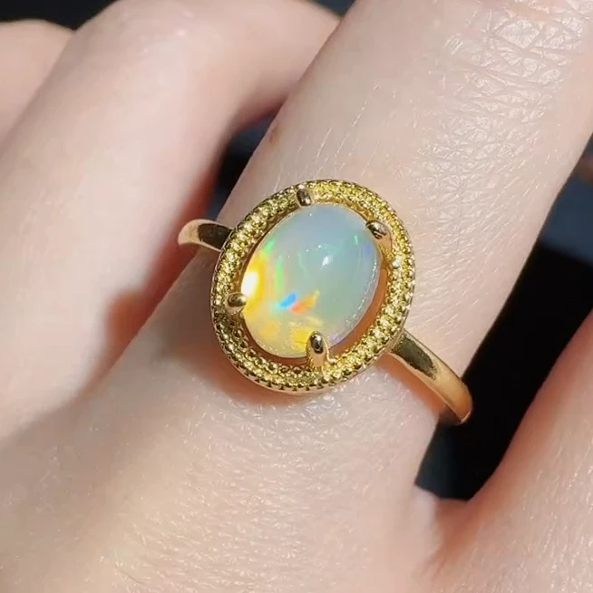 CT3453【百百福珠宝】七色炫彩 欧泊戒指