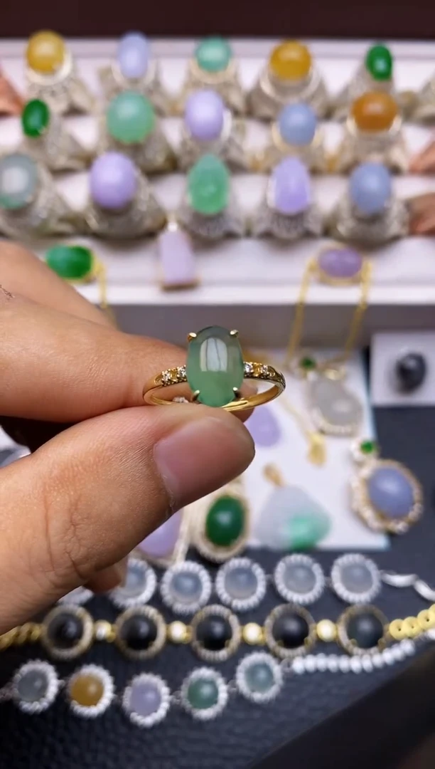 翡翠戒指银S925镶嵌/0012