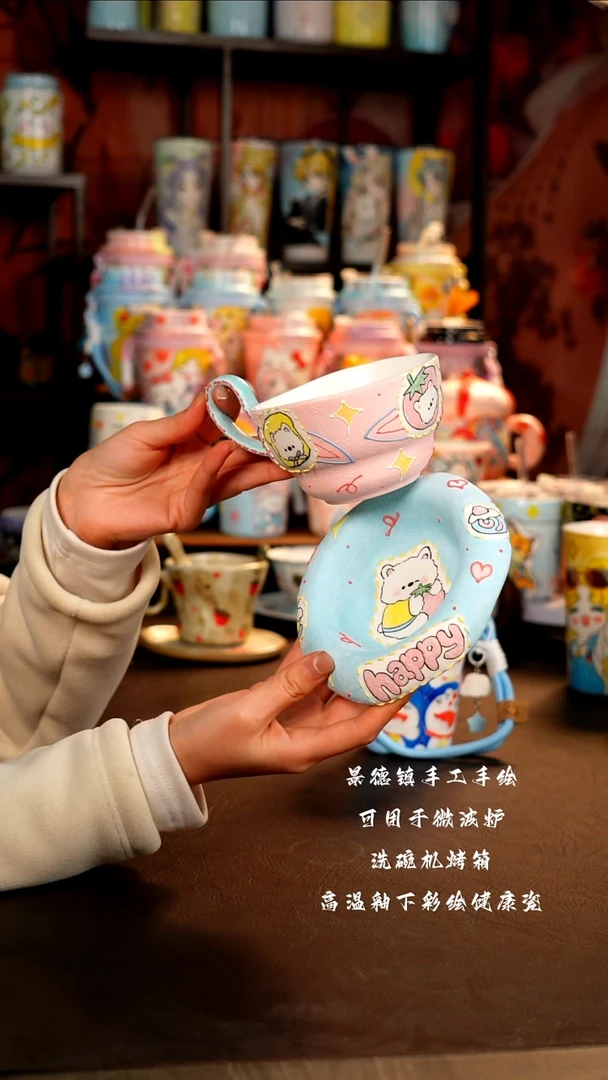 景德镇手工手绘陶瓷杯杯