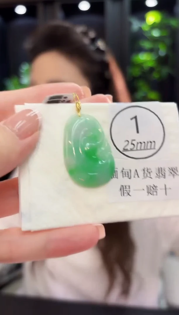 颈饰18K金镶嵌翡翠 缅料A货/支持复检/一件