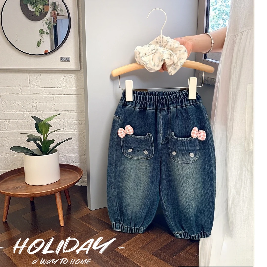 女童牛仔裤2025秋季新品儿童女孩宝宝中小童宽松束脚裤外穿长裤潮