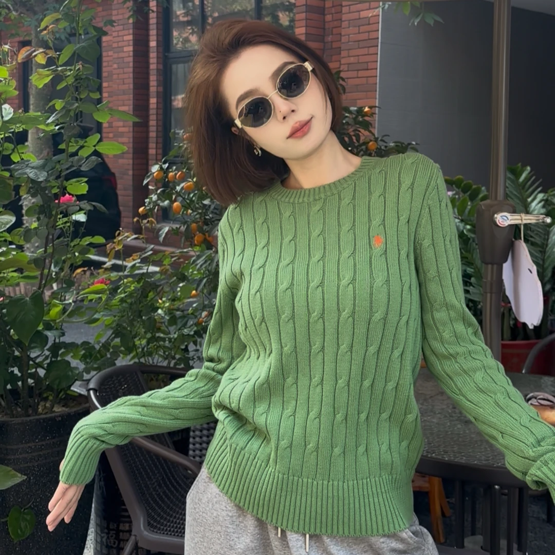 【CC】简调2026新款韩系麻花时尚毛衣女纯棉复古高级感内搭上衣女