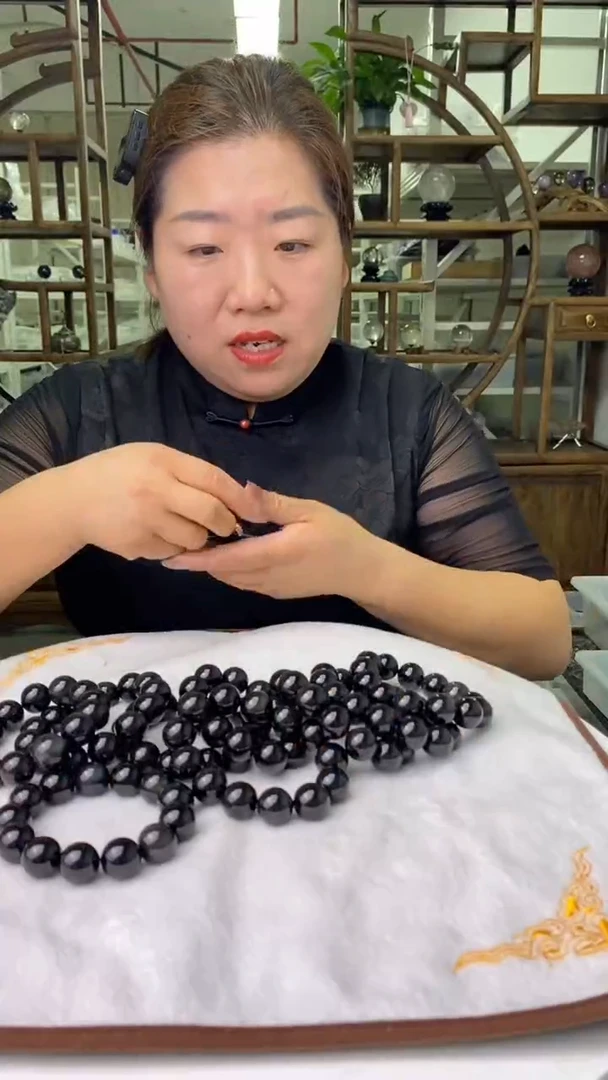 摆件黑曜岩未镶嵌彩曜石串18mD189多样性发其一