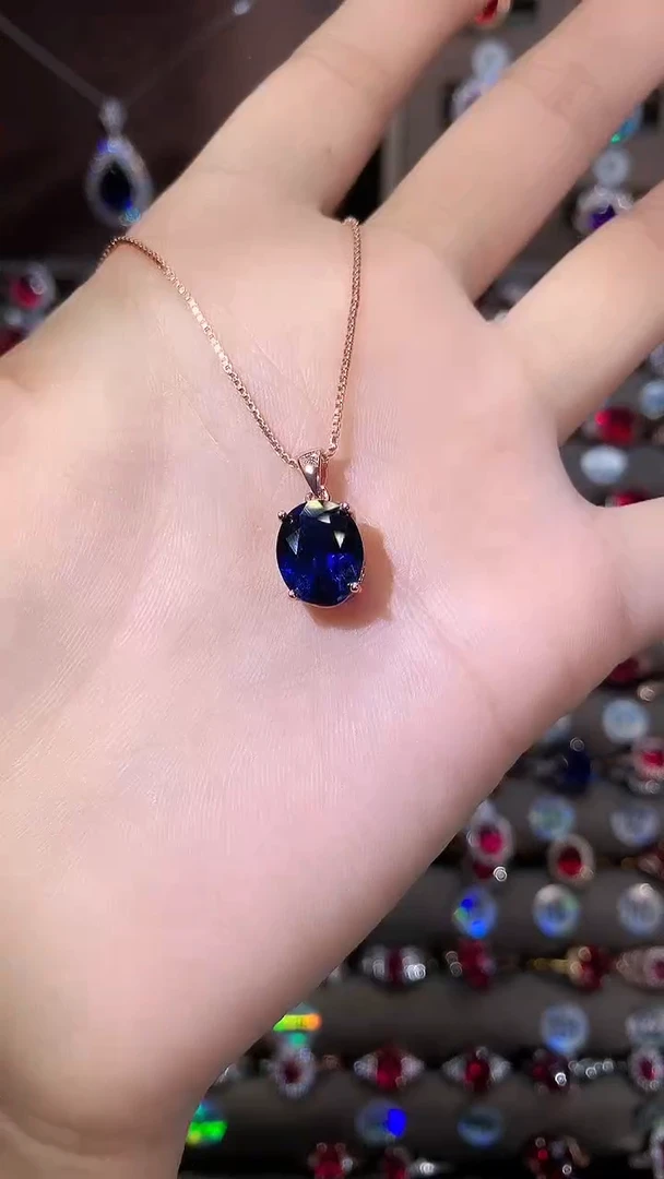 无坠链均925银皇家蓝色吊坠
