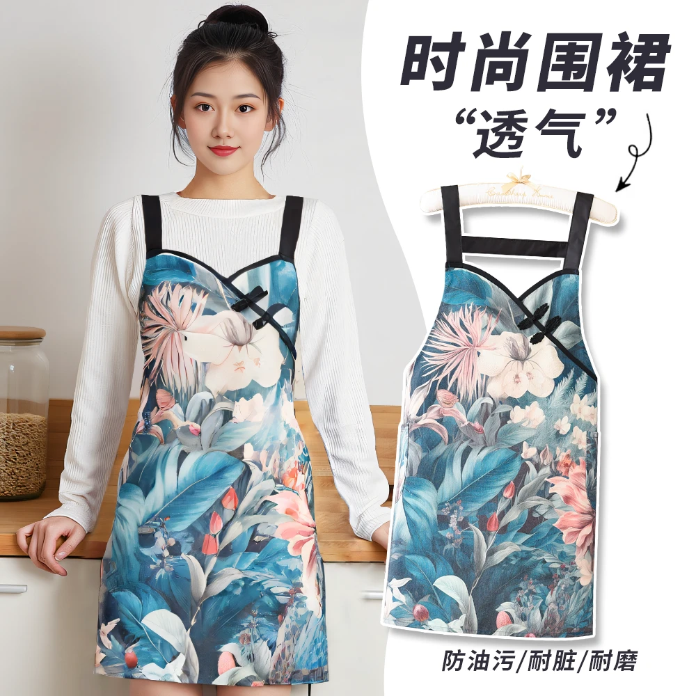 家用围腰无袖厨房做饭围裙耐污耐磨罩衣防油耐穿耐脏工作服上班女