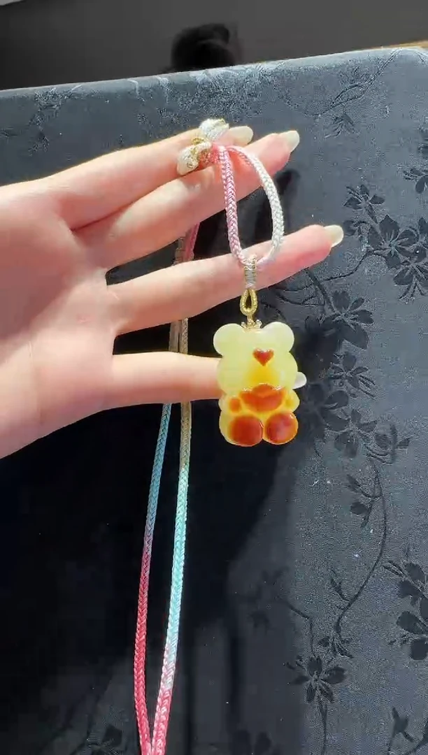 【闪购商品】琥珀项链未镶嵌蜜蜡小熊项链编绳款