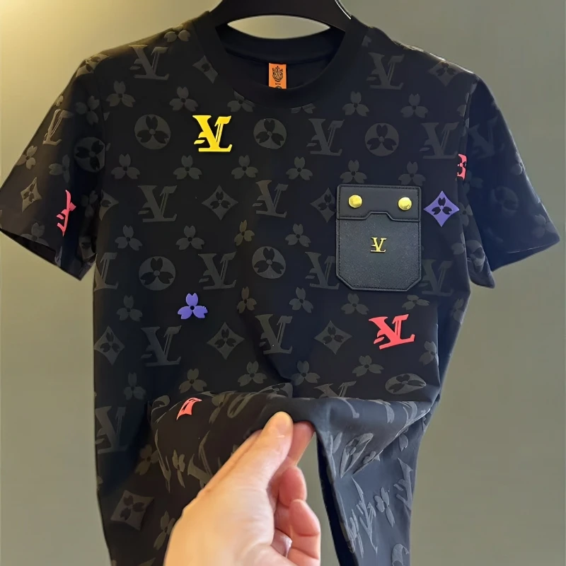 2025年春夏新款休闲时尚植绒发泡款男女款t恤高品质短袖T恤3267