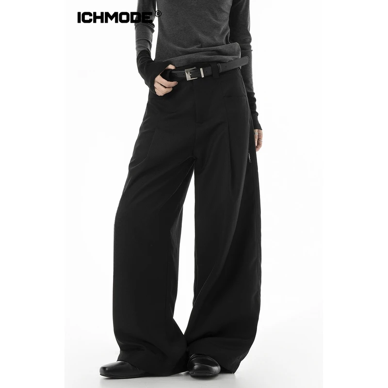 ICH MODE美式复古休闲裤女百搭阔腿西裤