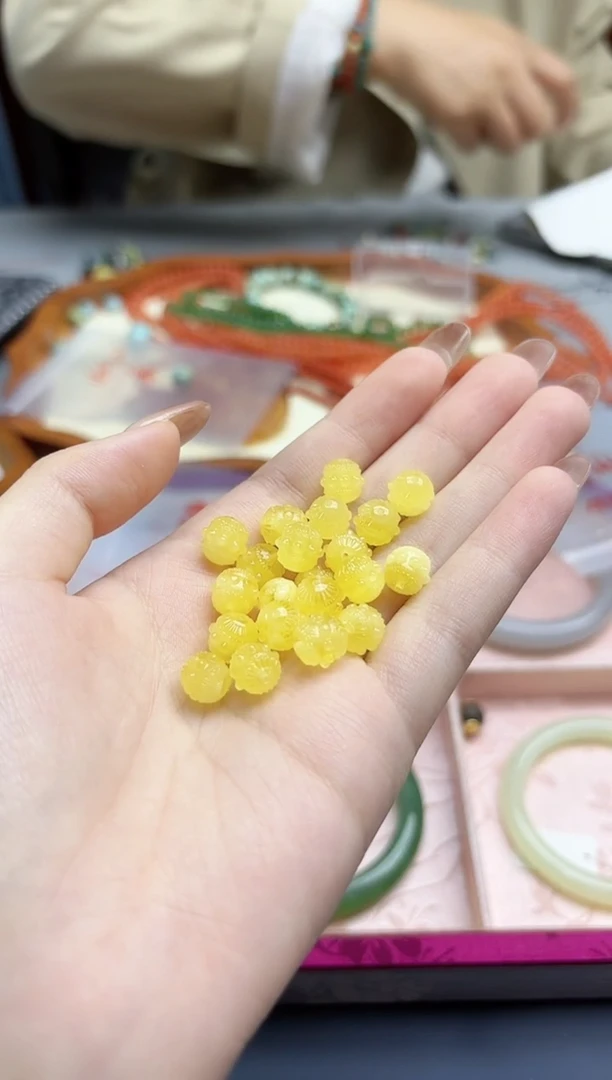 裸石蜜蜡未镶嵌蜜蜡转经筒配饰8mm+GW多样性发其一