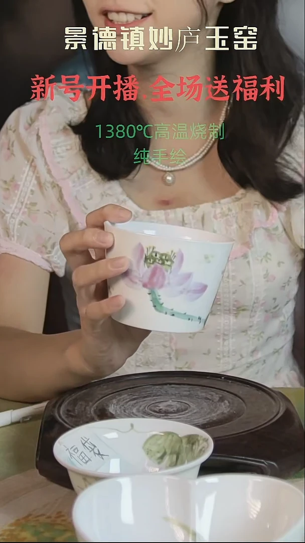 摆件景德镇高温手绘兰花冰桶