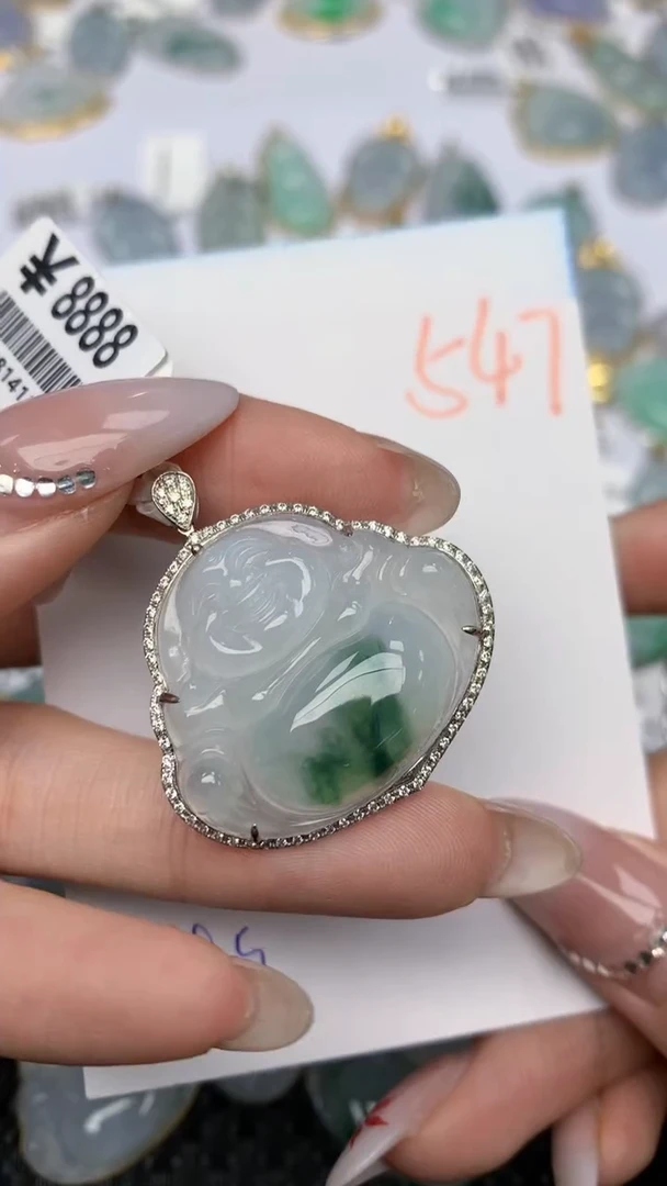 【闪购商品】翡翠颈饰18K金镶嵌天然翡翠a货