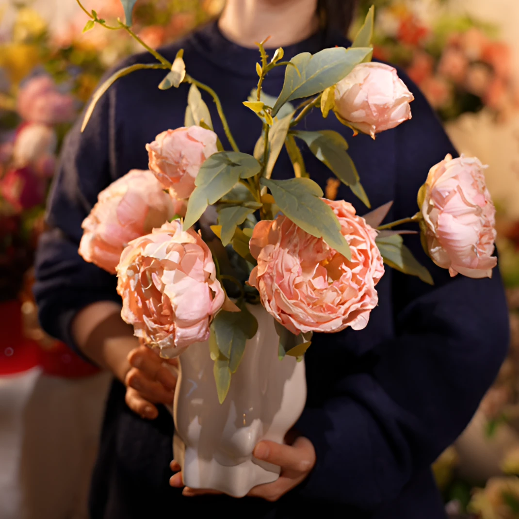 粉色牡丹花 干枯牡丹 仿干花 餐桌花 简约风 茶几花 仿真花