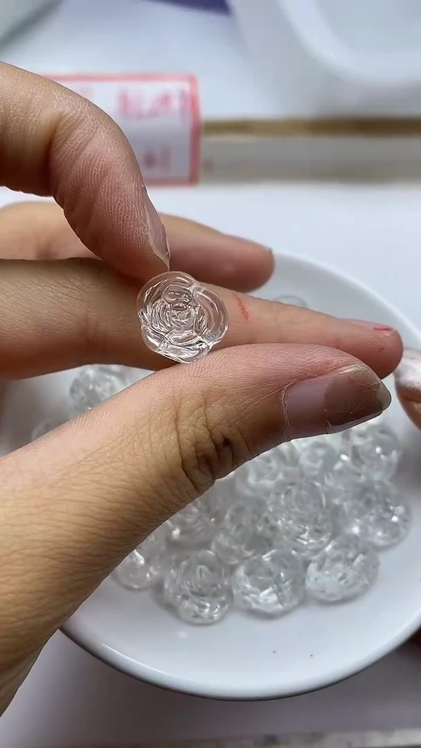 水晶珠宝半成品未镶嵌D906白水晶 玫瑰花2个9.9元
