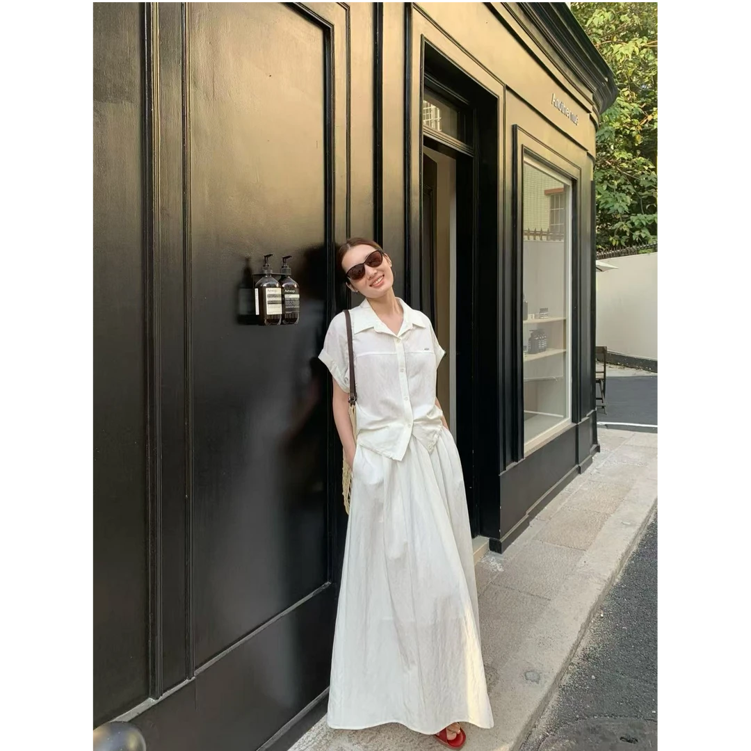 十三行THE MIND-夏季福秒老钱风衬衫+休闲半身裙套装#T281/T281-1