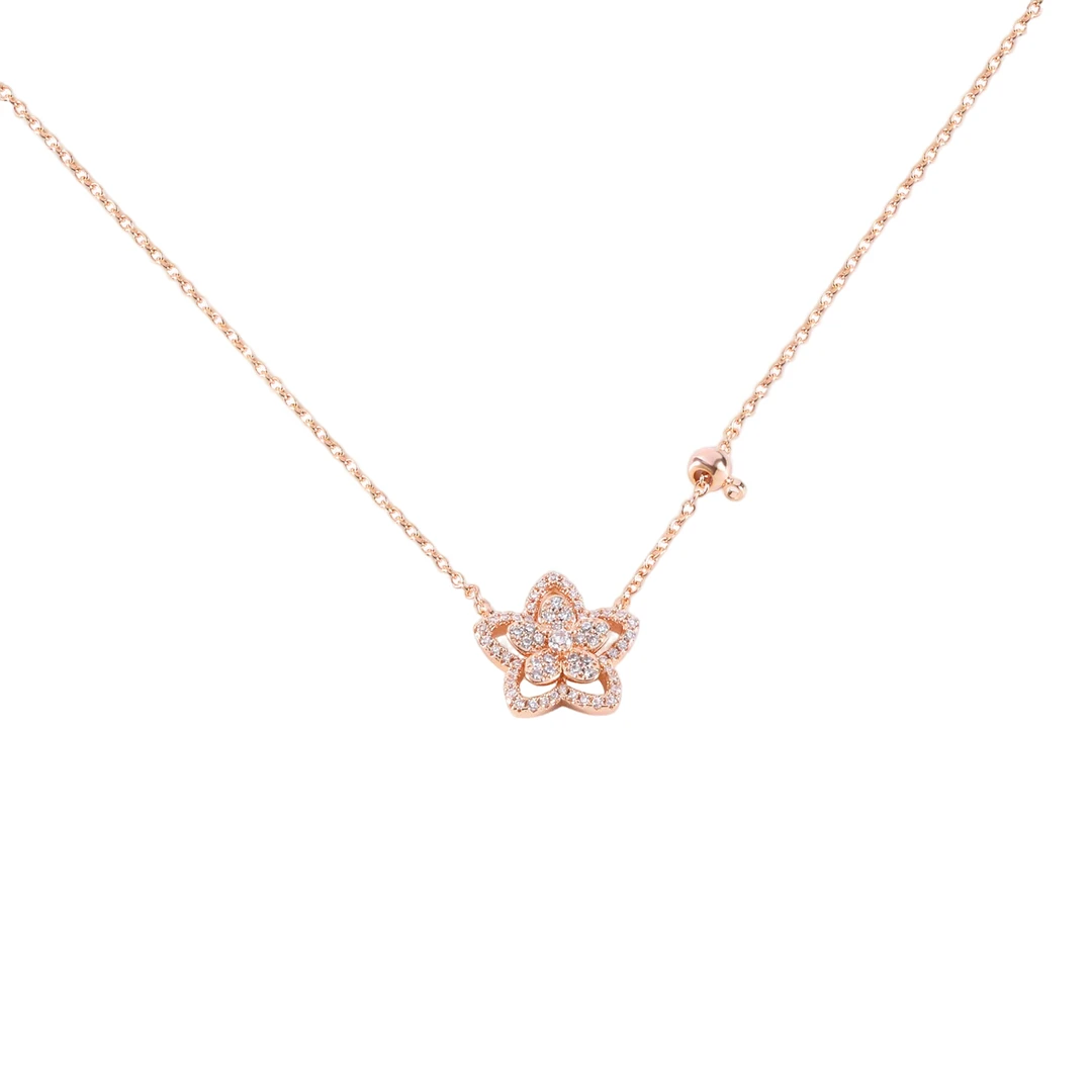 镀k金【桃花朵朵】CNC精工桃花  气质轻奢项链45cm  0828