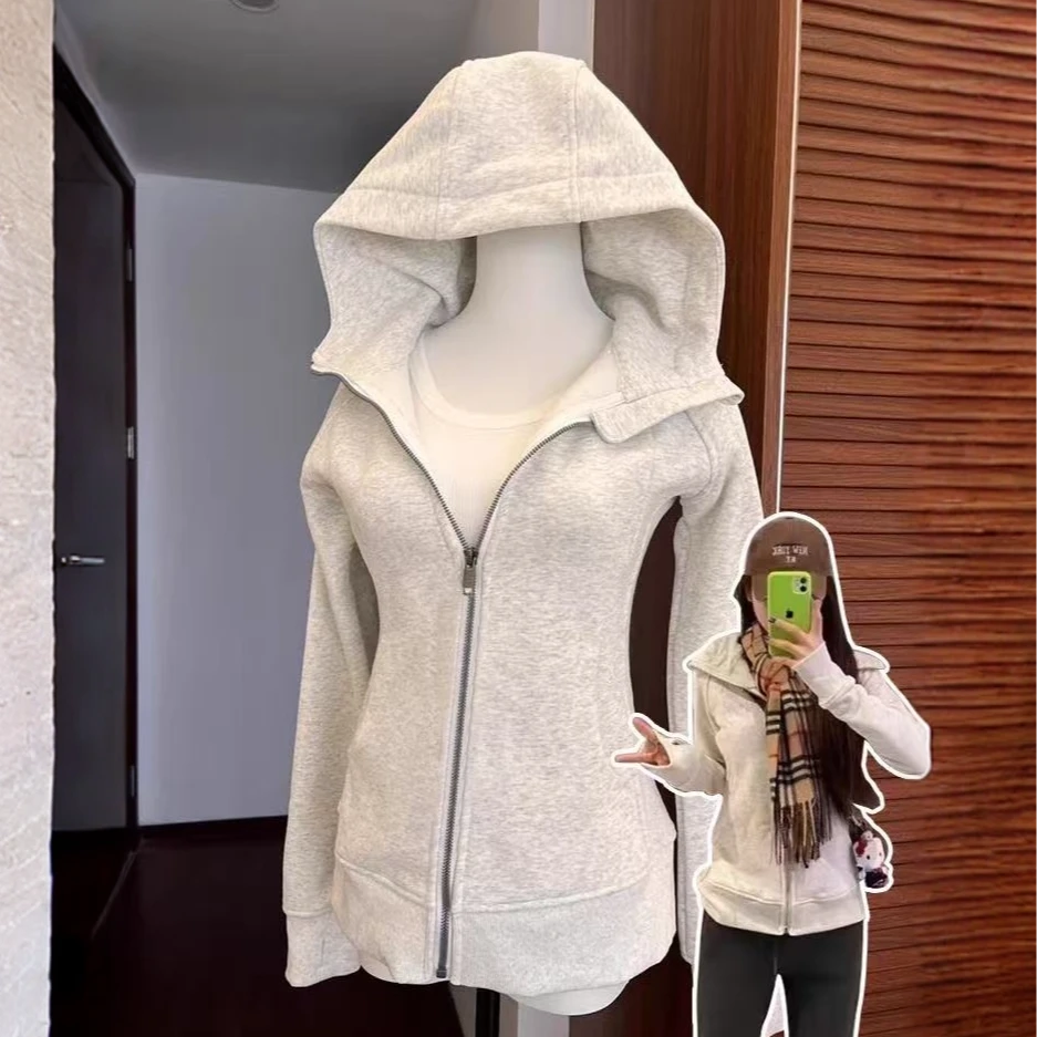 2025新款白灰色外套女秋连帽卫春秋小香风外套