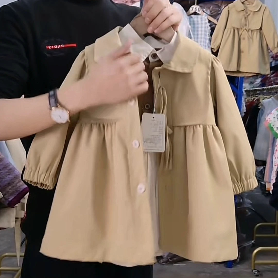 【场仔】女童风衣春秋季新款洋气时髦女宝英伦风秋装儿童中长款外套