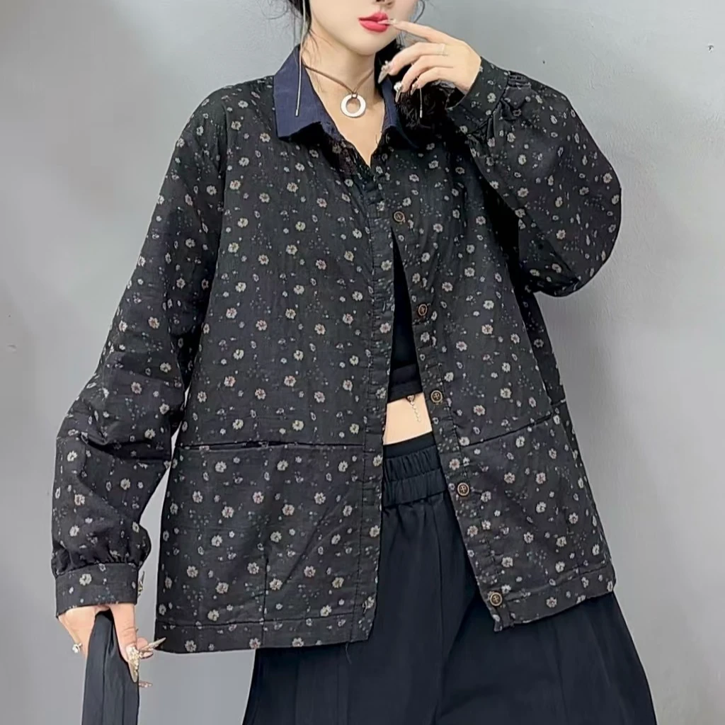15125新款春秋复古碎花减龄洋气外套
