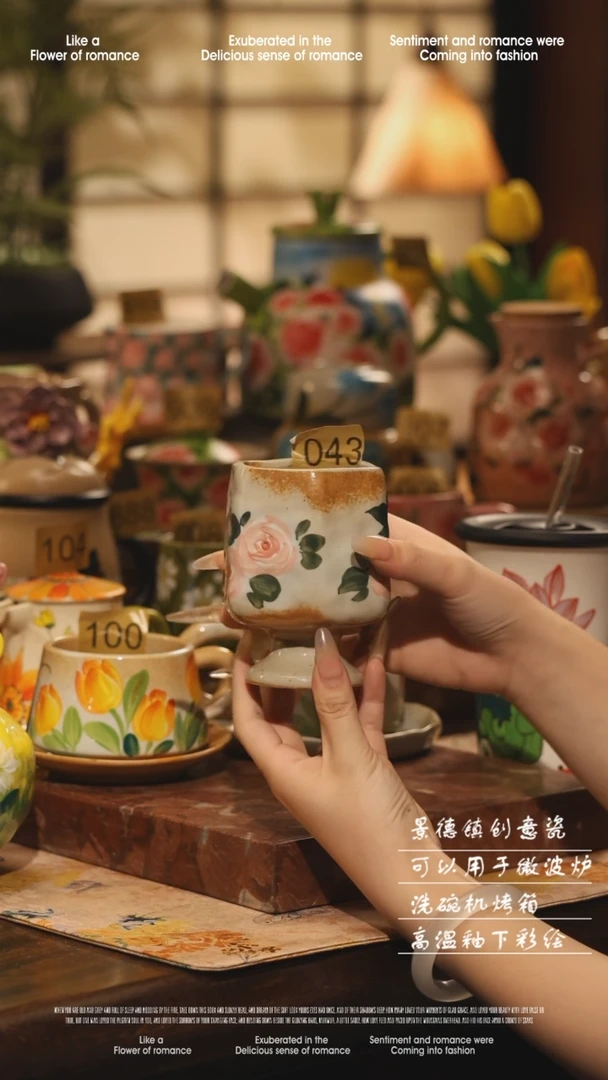 陶瓷景德镇高温手绘釉下彩设计师款式