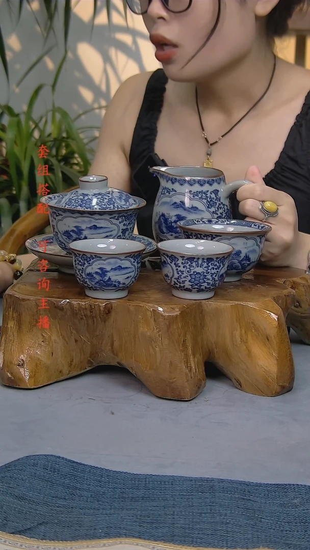 5件套陶瓷茶具老陶泥开片纹