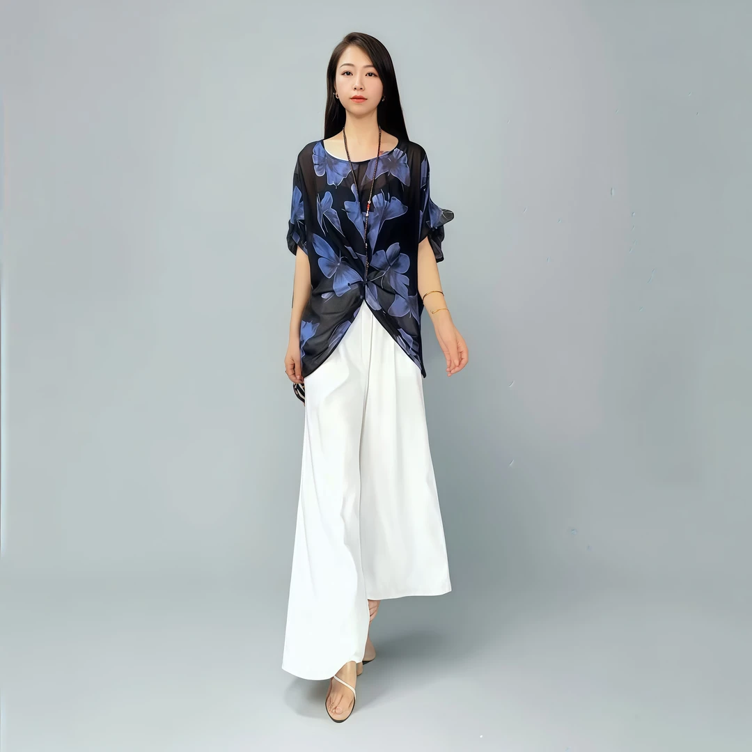 休闲气质时尚设计师宽松夏季设计师优雅轻奢上衣1317