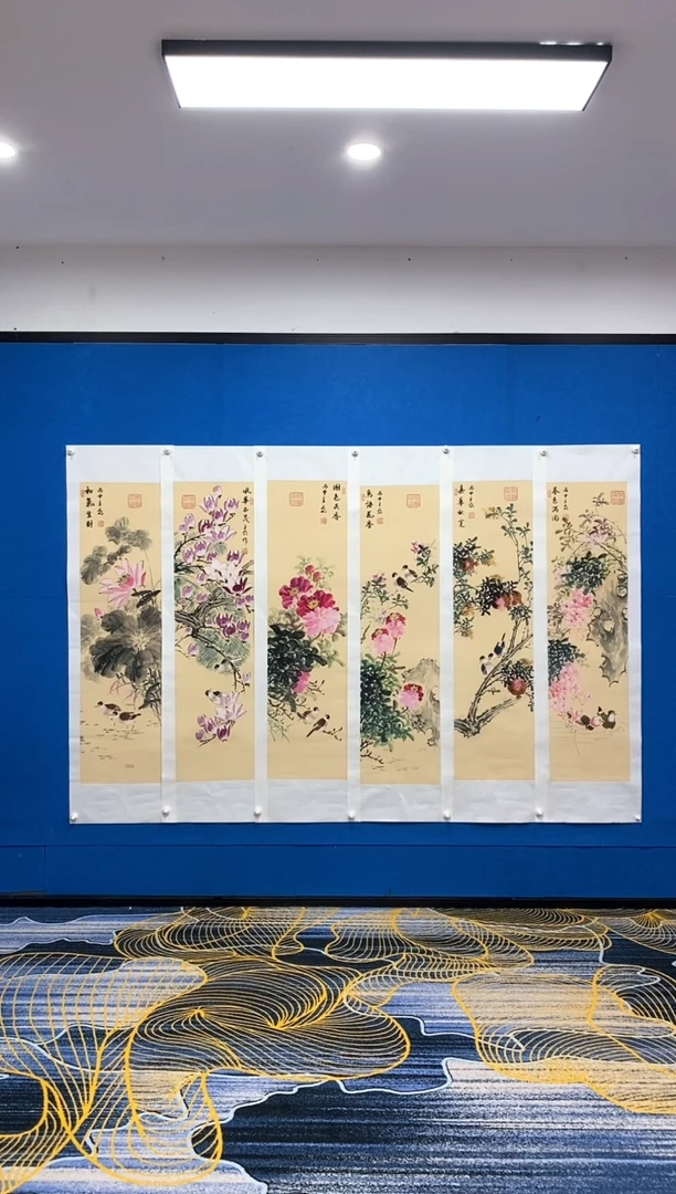 【闪购商品】国画张巨富 花鸟六条屏