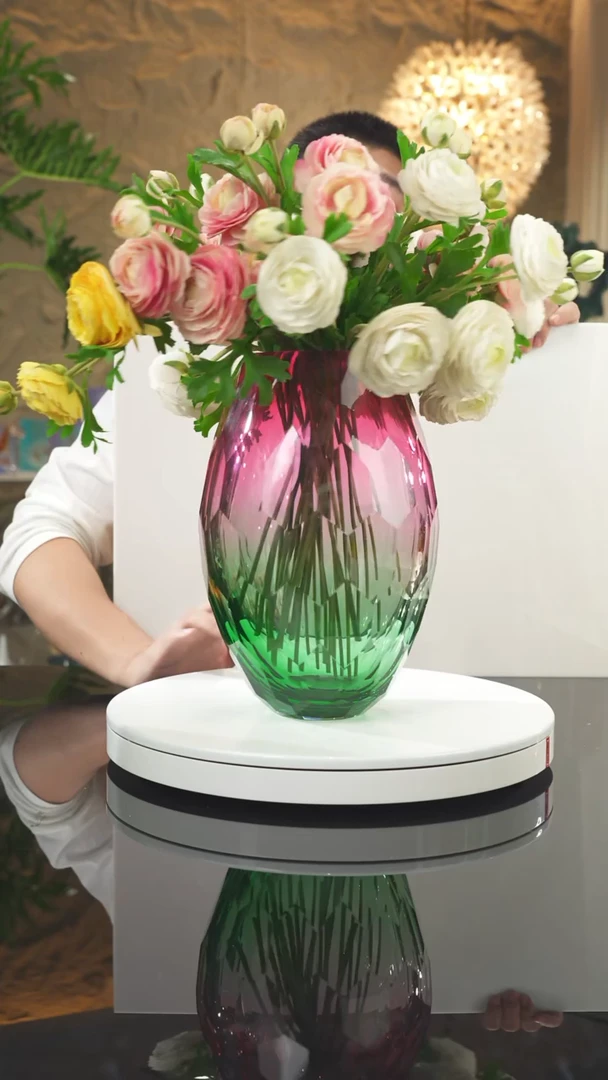 【闪购商品】瓷片金红绿切面花瓶