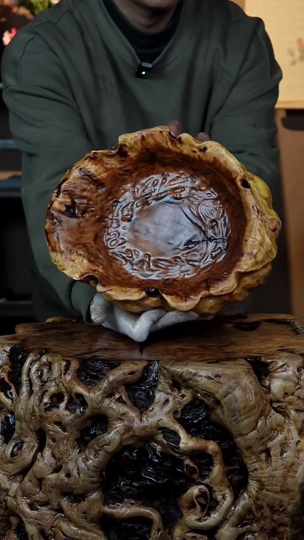 枣木百年鸡心枣木果盘（直径32）