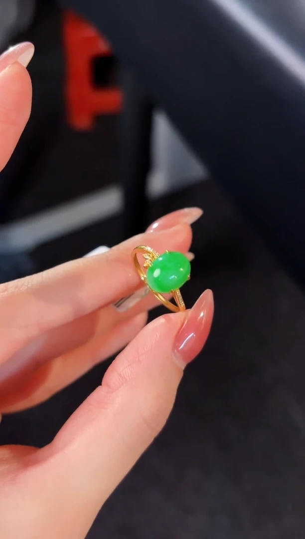 【闪购商品】翡翠戒指18K金镶嵌缅料A货/支持复检/一件