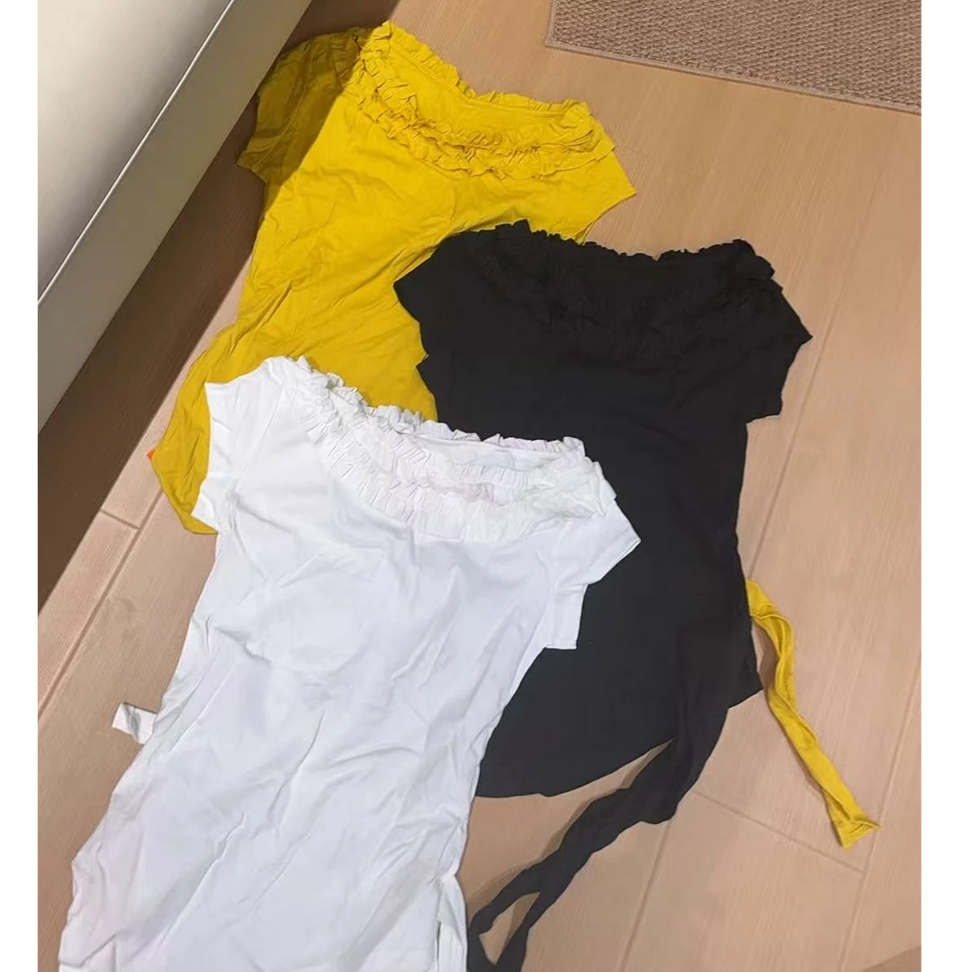 【文乐乐】夏季新款韩版洋气个性花边领时尚休闲潮流百搭T恤5512