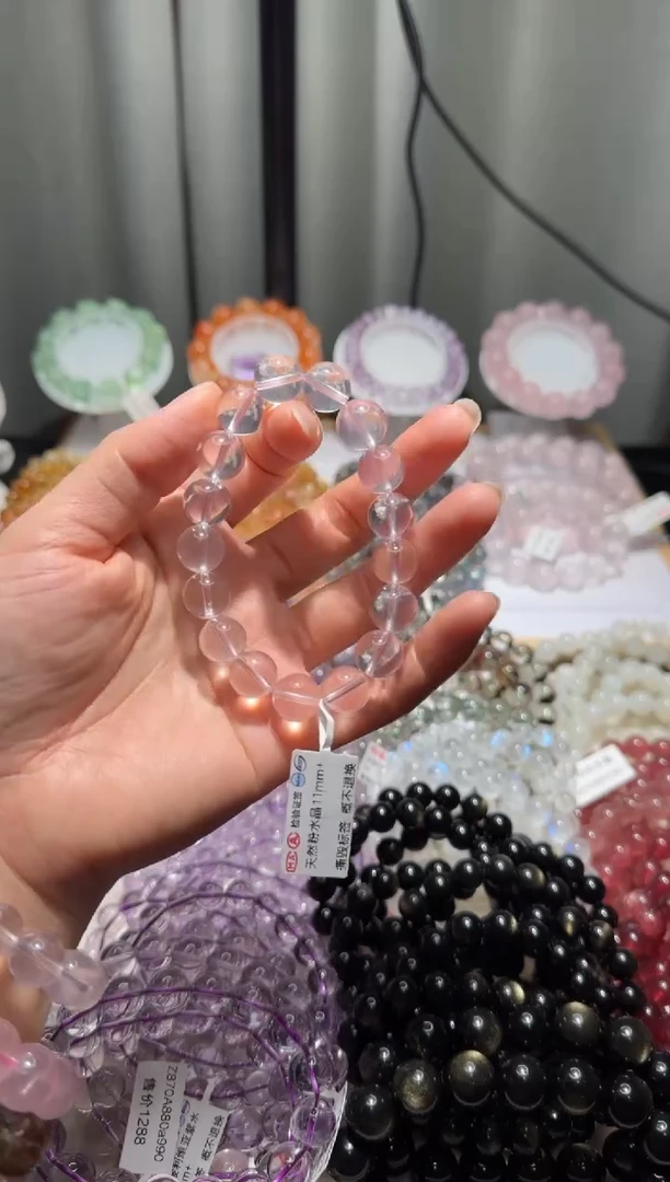【闪购商品】水晶手链未镶嵌粉水晶11mm