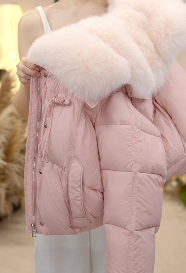 【77】秋冬新款 减龄韩版时尚冬季保暖可拆卸大毛领羽绒服