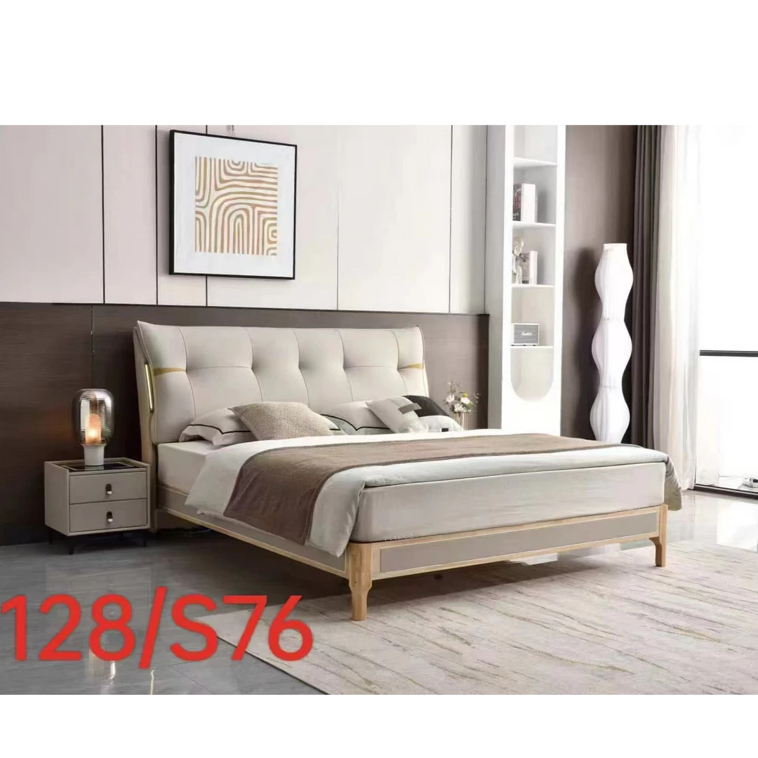 头层牛皮软体床意式1.8米双人真皮1.5米单人皮艺床主卧大床新款