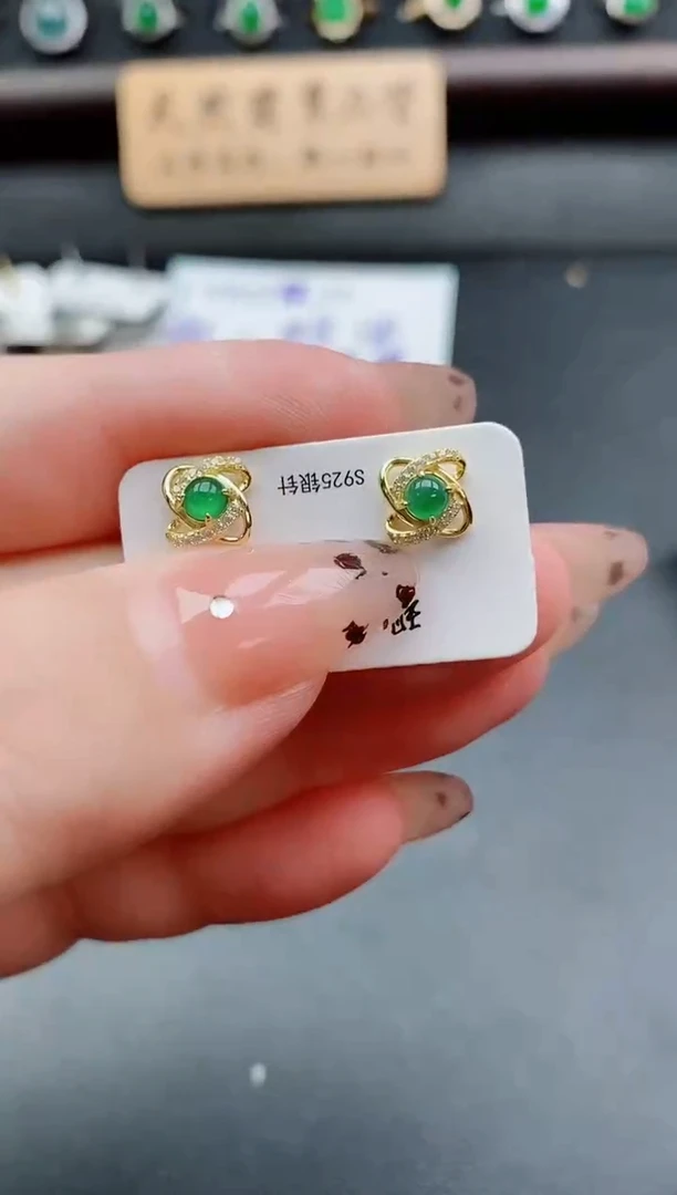 银S925镶嵌戒指翡翠1