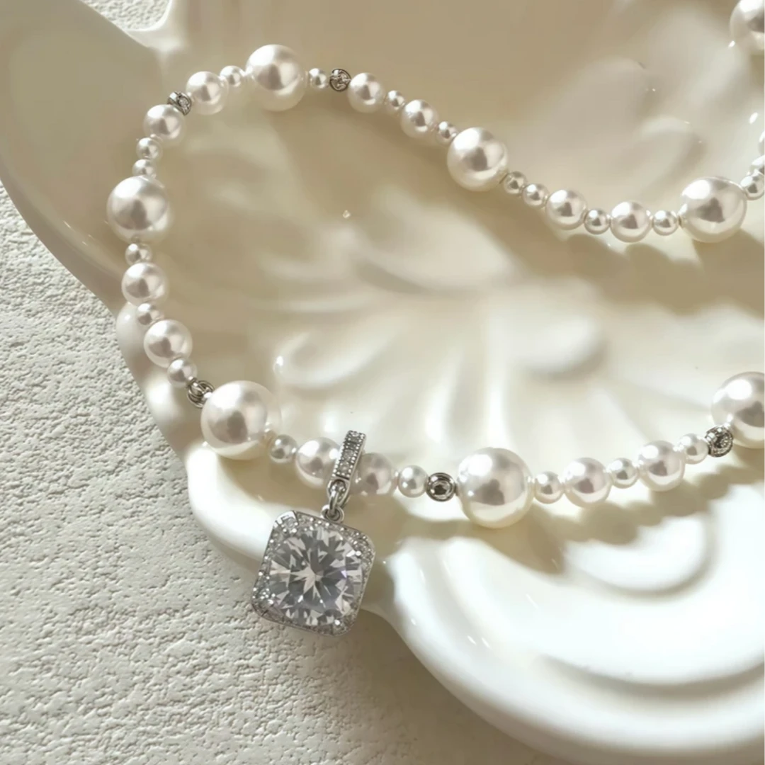 铜合金项链 【大喜】梵家方糖珍珠小众项链（7342）