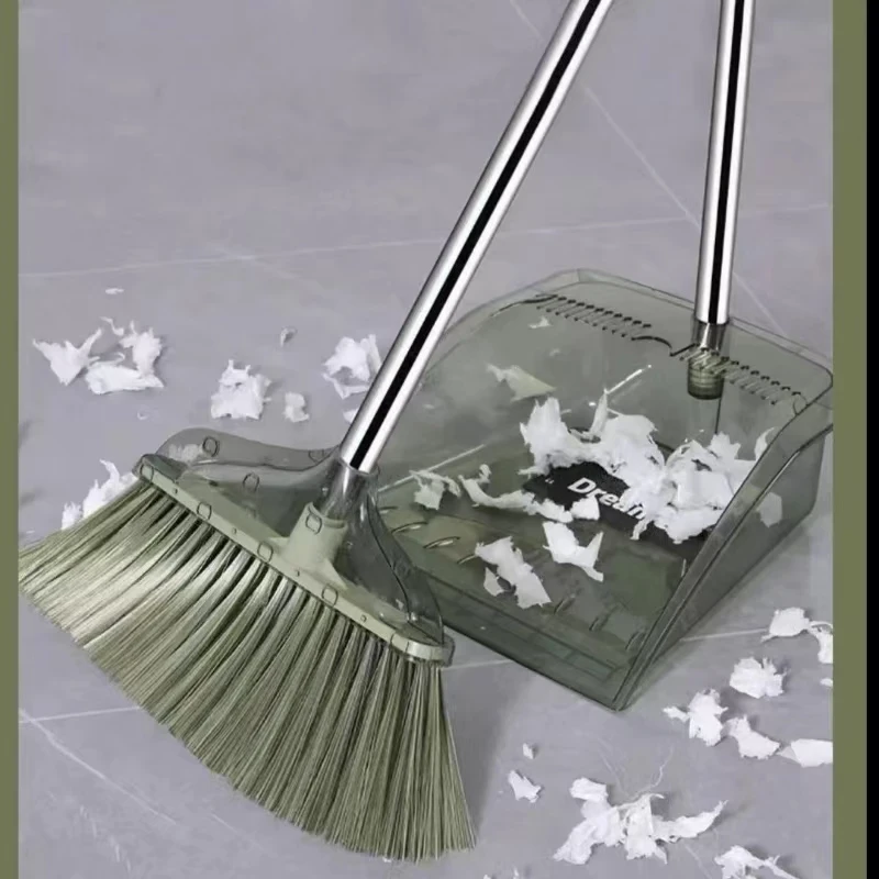 透明轻奢扫把加厚软毛簸箕家用扫帚不锈钢撮箕笤帚扫地组合套装