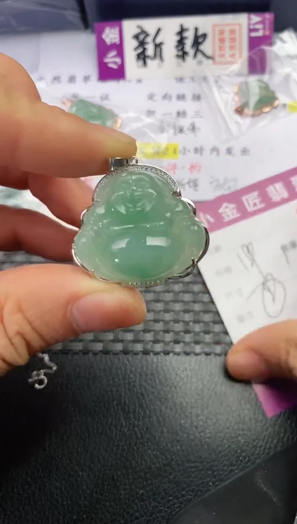 吊坠(不含链)银S925镶嵌翡翠调*猴挂件