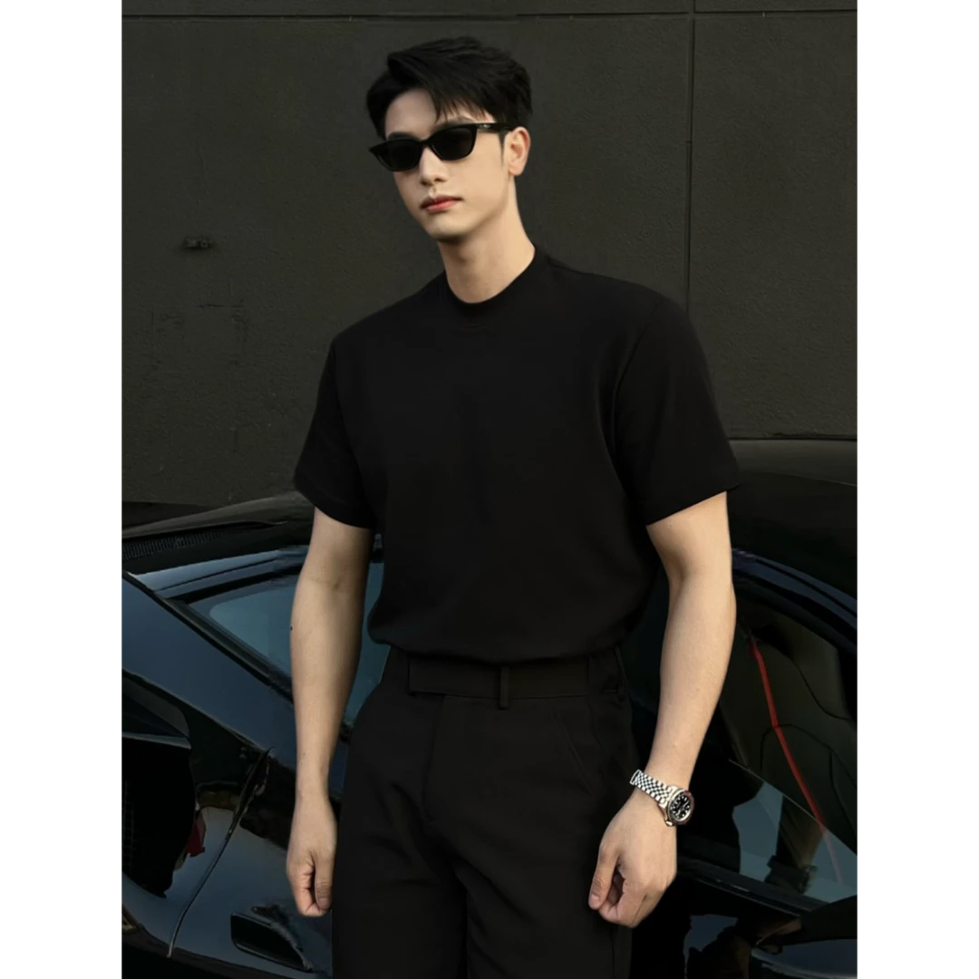 AIXKOM｜｜2025春夏新款亲肤弹力高支水柔棉百搭打底T恤