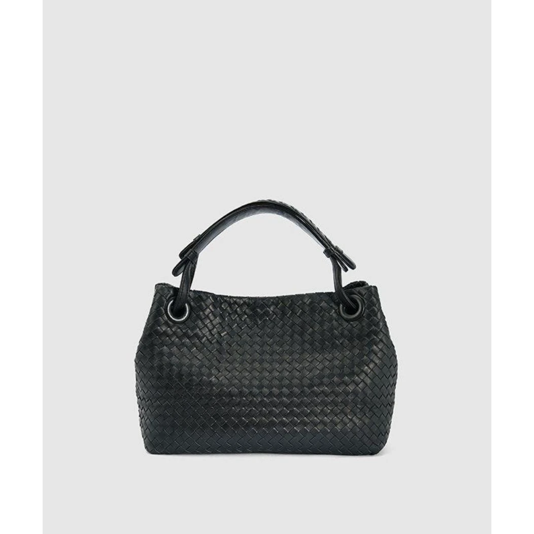 GELANNI百搭时尚经典菱格托特包黑色编织通勤腋下女士手提单肩包