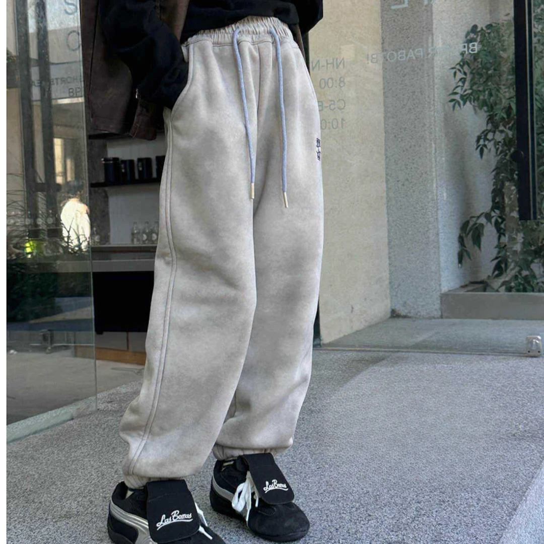 男宝松紧带休闲裤中百搭大童长裤加绒宽松运动裤韩版加厚冬季