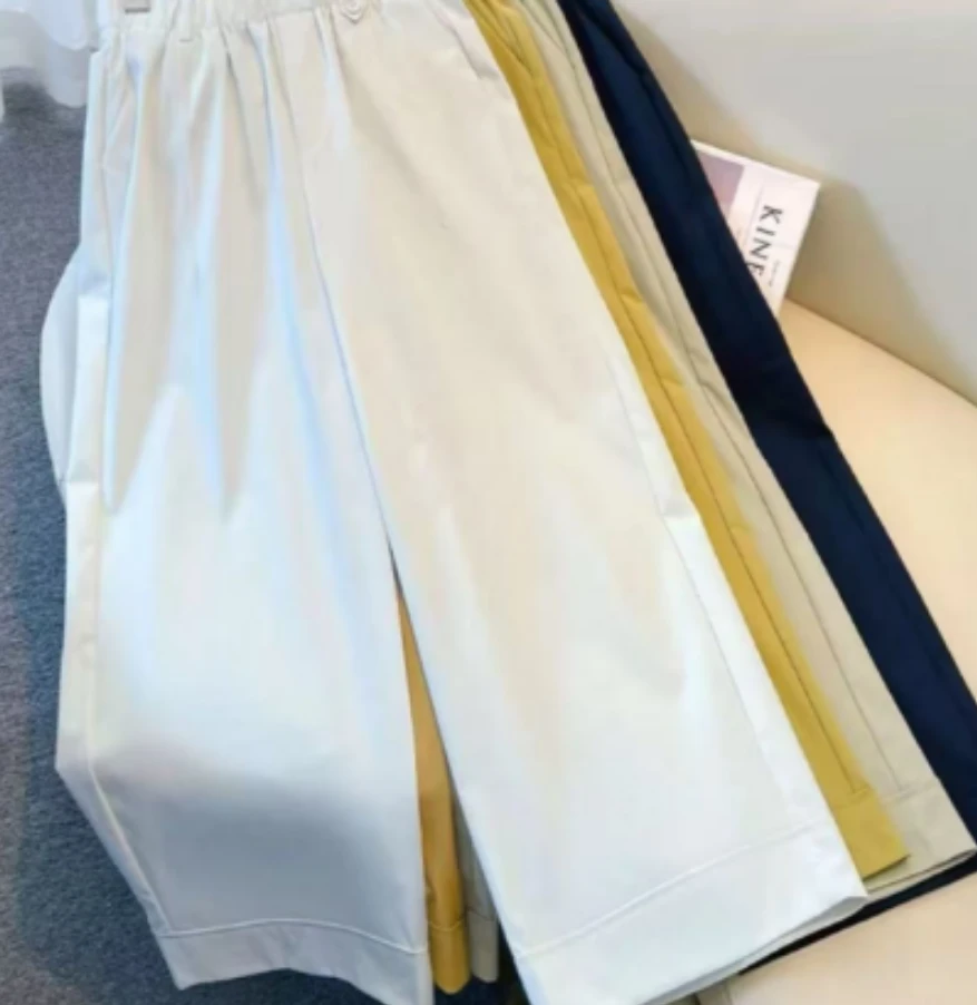 薄款九分阔腿裤2025夏季新款高腰时尚花苞休闲裤