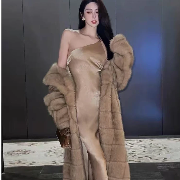 人造皮草 【nana专属】2024秋冬新款黑白豹纹毛毛提花网红气质外套