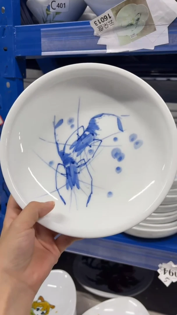 瓷片景德镇手绘釉中彩（食品级）大月亮盘