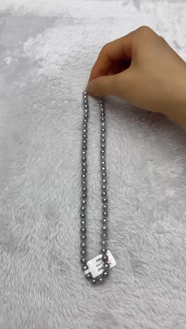 海水珍珠银S925镶嵌项链AK真多麻6-6.5mm