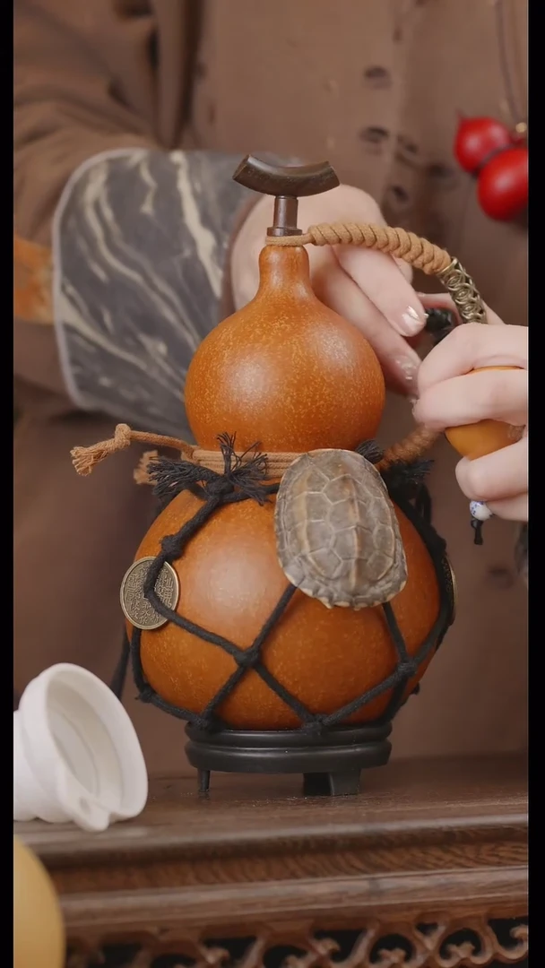 【闪购商品】161号精品天然大漆工艺防渗内胆酒葫芦~