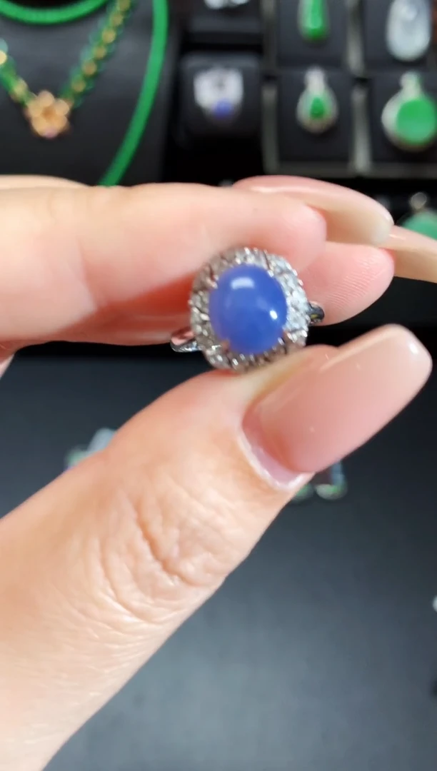 【闪购商品】翡翠吊坠(不含链)18K金镶嵌紫蛋面戒指