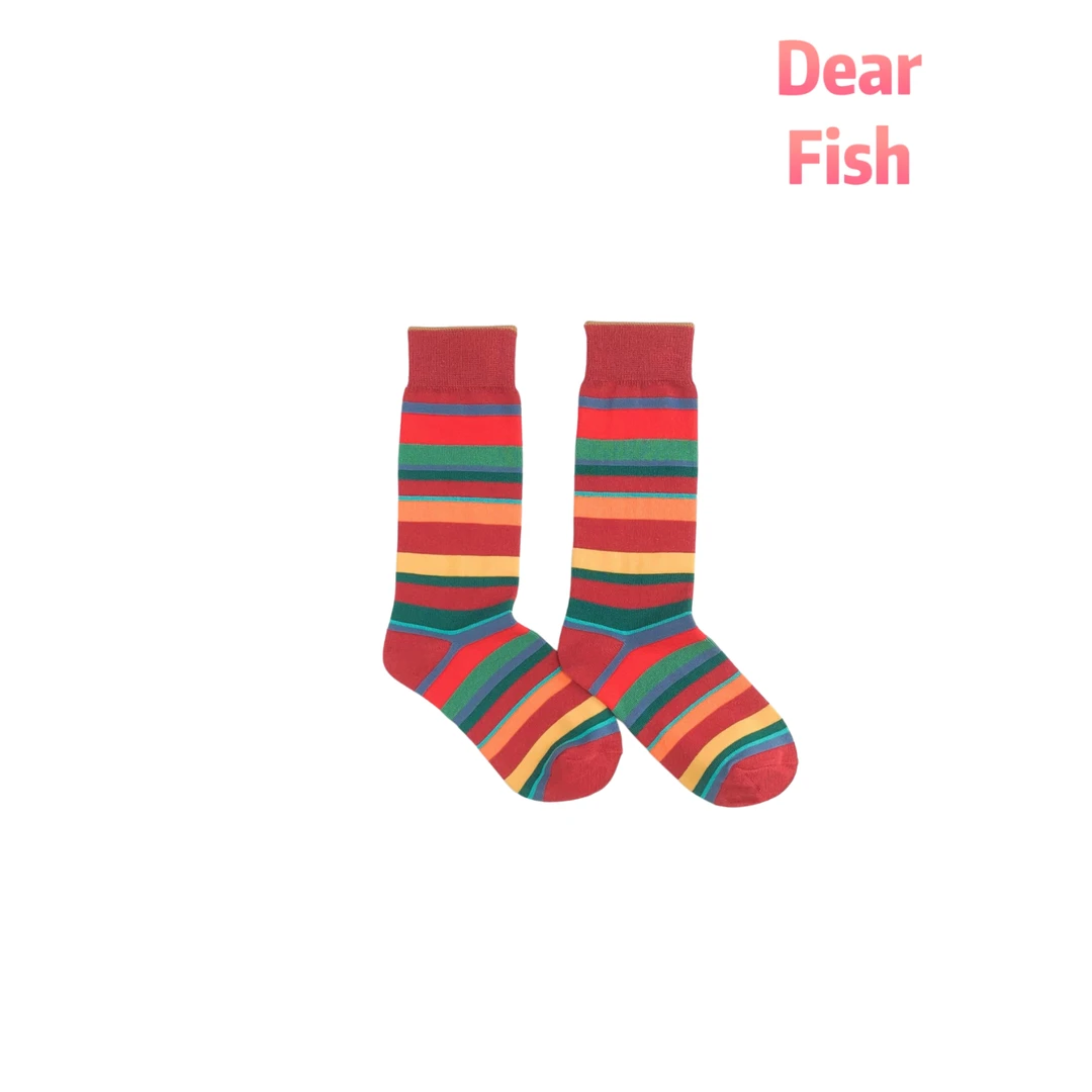 DF DEAR FISH安克拉红【法线调】棉2025新款中筒高颜值女袜高筒网红