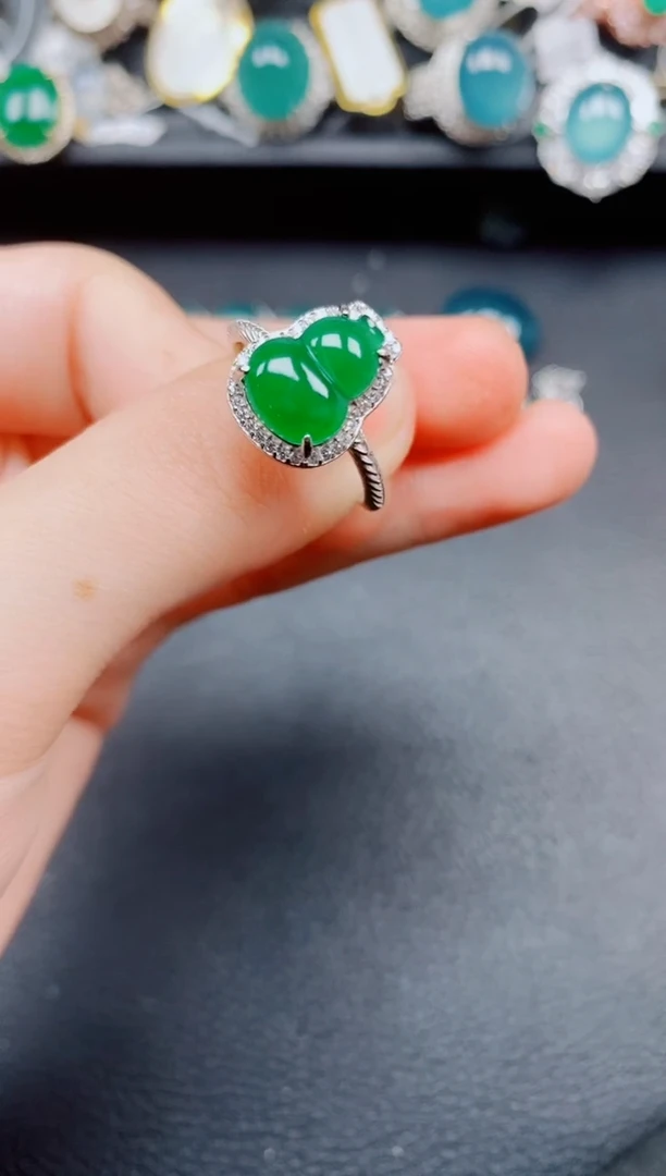 银S925镶嵌戒指翡翠翡翠