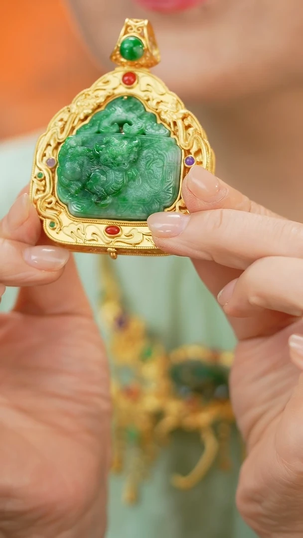 翡翠银S925镶嵌吊坠(不含链)新款